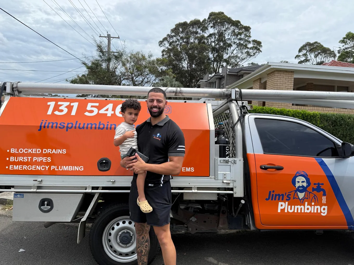 David Ghannoum, director of Jim's Plumbing Penrith, with the Jim's Plumbing service van